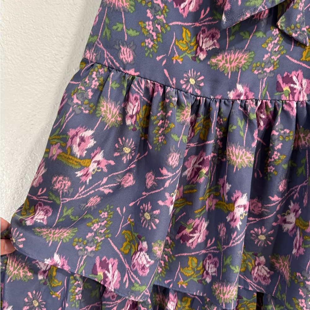Likely Purple Floral Front Tie Tier Midi Dress - Picture 3 of 12